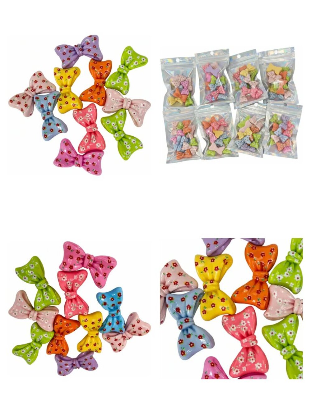 Floral Acrylic Bow Embellishments 20 Pc | Hair Bow Craft Supplies